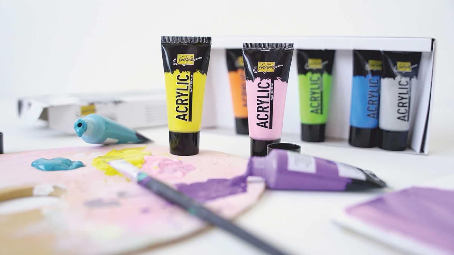 KREUL 84177 Solo Goya Acrylic Set, 8 x 20 ml, Study Quality Acrylic Paint, Dries Quickly and Evenly Matt, Waterproof