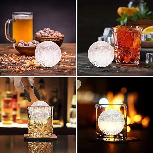 Miniatura 7 de Bandeja redonda de silicona para cubitos de hielo, moldes para cubitos de hielo de bourbon, molde para hacer bolas de hielo con tapa, cubos de hielo