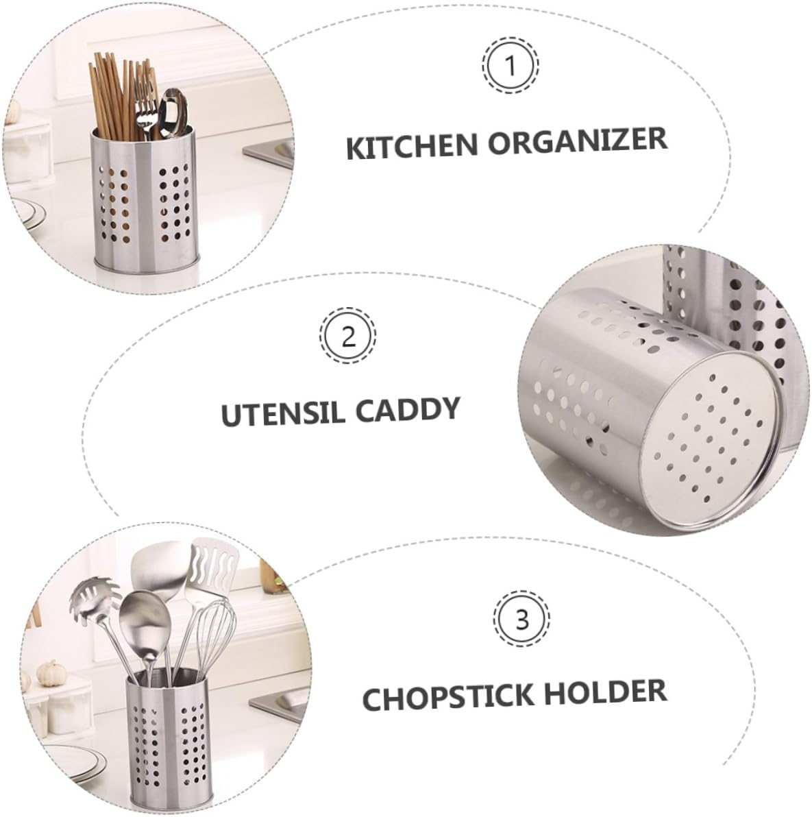PRETYZOOM Stainless Steel Utensil Holders Chopstick Holder Kitchen Utensils Dinnerware Organizer