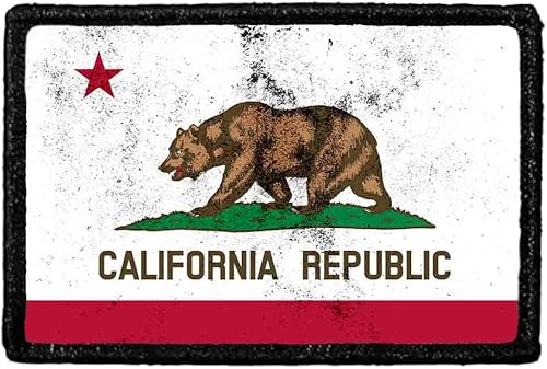 Pull Patch - Bandera del estado de California  Color  Parche de moral envejecido  Gancho y bucle para sombreros, jeans, chalecos, abrigos, 2 x 3