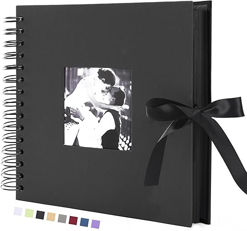 Miniatura 7 de Álbum de fotos con espacio para foto de portada, 80 páginas de cartulina y espiral metálico, álbum con cinta de seda, ideal como álbum de fotos y