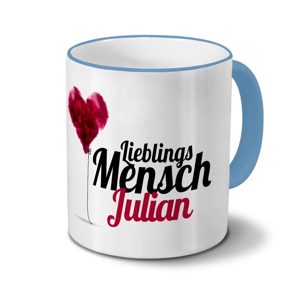 Personalisiere Tasse Mit Namen Julian - Blau, 325 Ml, Spülmaschinenfest