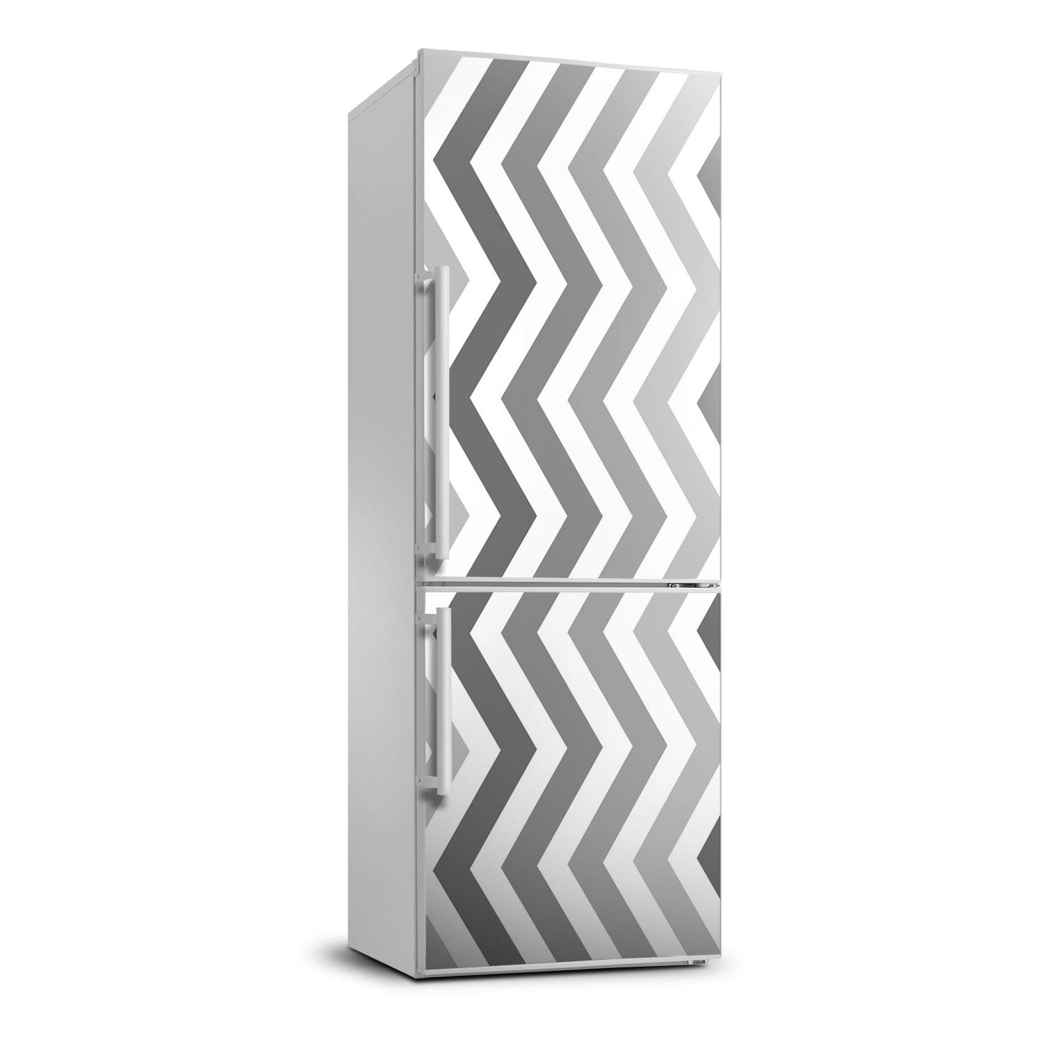 Autocollant frigo 70x190cm zigzags gris pour masquer les rayures de porte