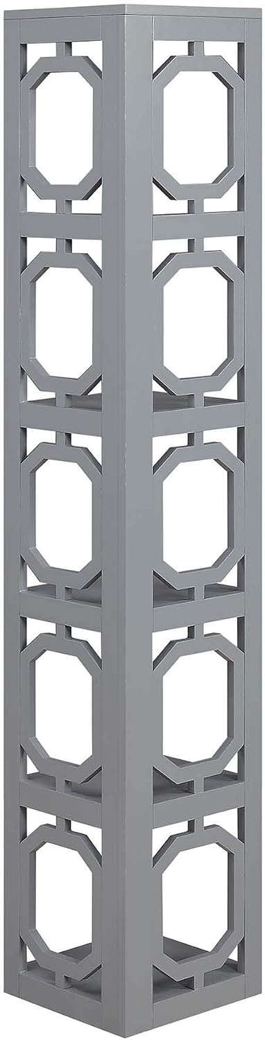 Convenience Concepts Omega 5 Tier Corner Bookcase, Gray
