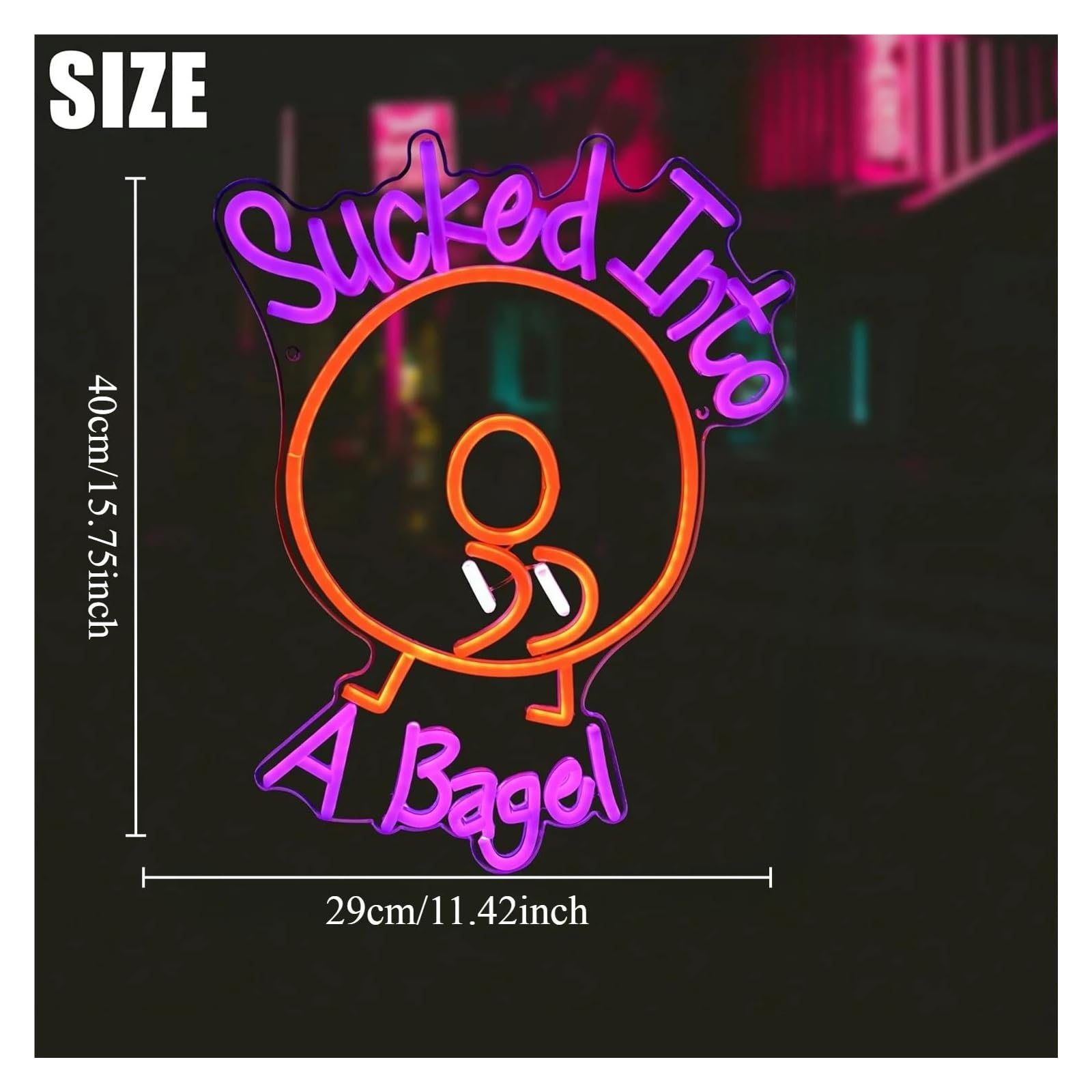 Scritta luminosa Insegna Luminosa Al Neon A Sucked Into A Bagel Per Decorazioni Murali, Bar, Cucine, Ristoranti, Feste Per Gli Amanti Dei Bagel, 40х29cm