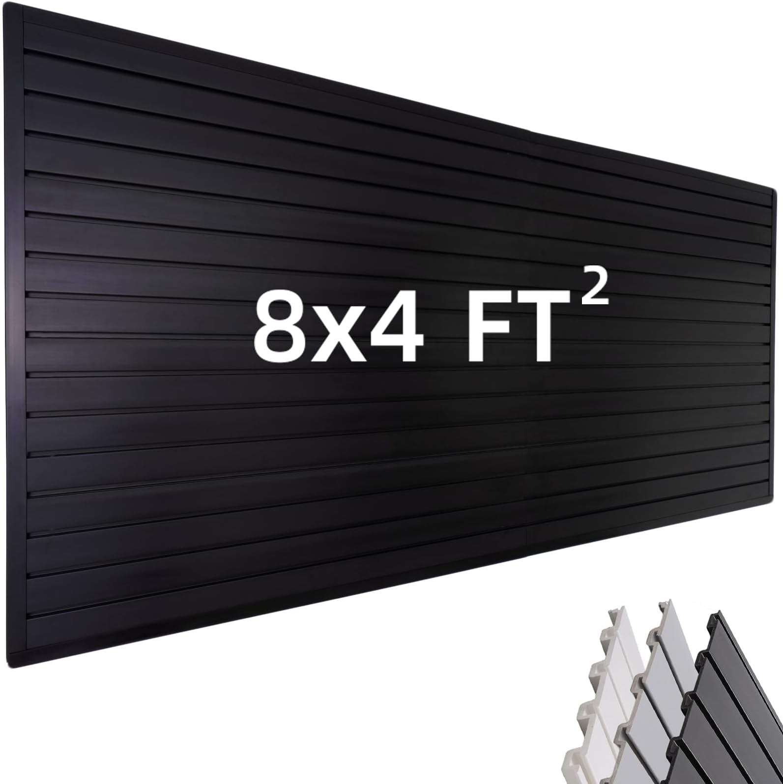 FRAYSCENT Slat Wall Paneling Garage Wall Organizer, Slatwall Panels Garage Tool Organizer Wall Mount Garage Slat Wall Storage Systems, Slat Board PVC Wall Panels Garage Storage (Black, 8ftx4ft)