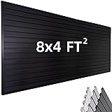 FRAYSCENT Slat Wall Paneling Garage Wall Organizer, Slatwall Panels Garage Tool Organizer Wall Mount Garage Slat Wall Storage Systems, Slat Board PVC Wall Panels Garage Storage (Black, 8ftx4ft) Black 8ftx4ft