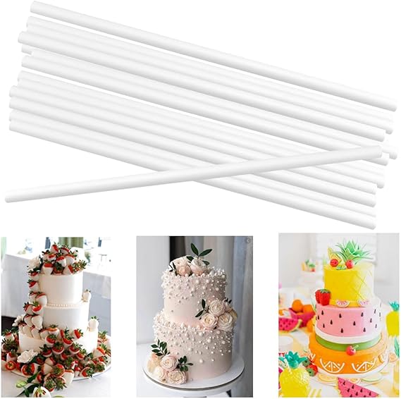 QUCUMER 24 Pcs Cake Dowel Rods, 12 Inch Plastic Cake Dowel White Hollow ...