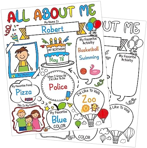 MADOO CITRUS 24 Pack All About Me Posters For Elementary School - Star of the Week Poster for Kids Students Teachers School Supplies (Style-1)