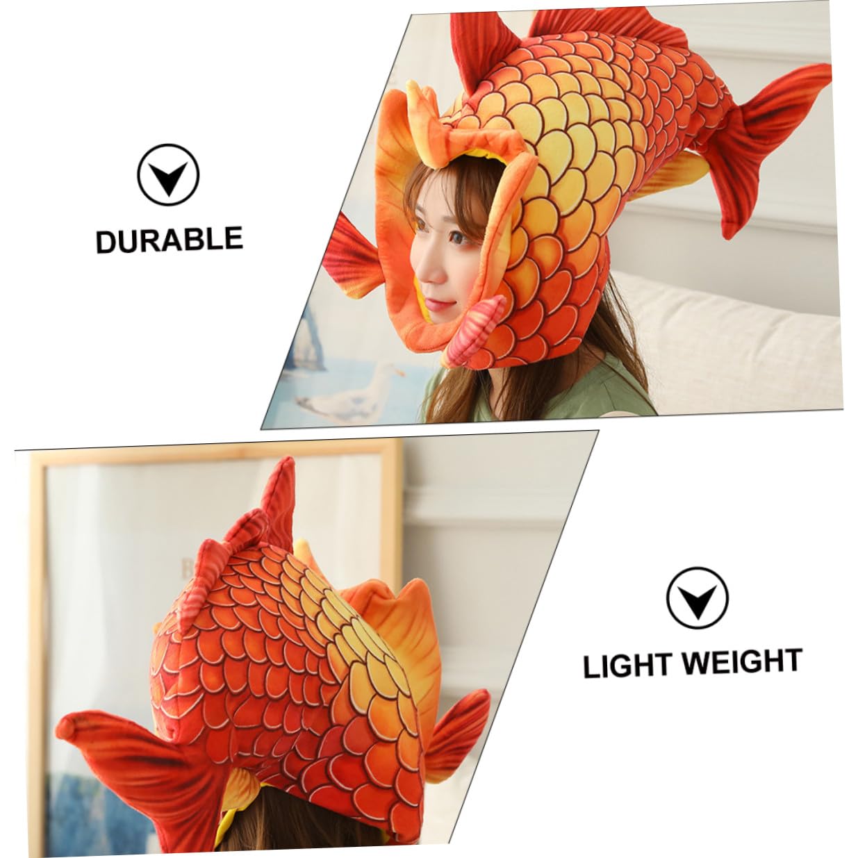 SOIMISS Sombrero de Disfraz para Rojo Diseño de Pez Cabeza, Tocado Creativo para Halloween y Fiestas, Accesorio Divertido para Juegos de Rol y Actuaciones