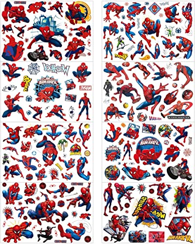 Stxado Spider_Man Superhero Avengers Temporary Tattoos Stickers For Kids (8 Sheets) Birthday Party Supplies Favors Cute Fake Tattoos Stickers #TOP1