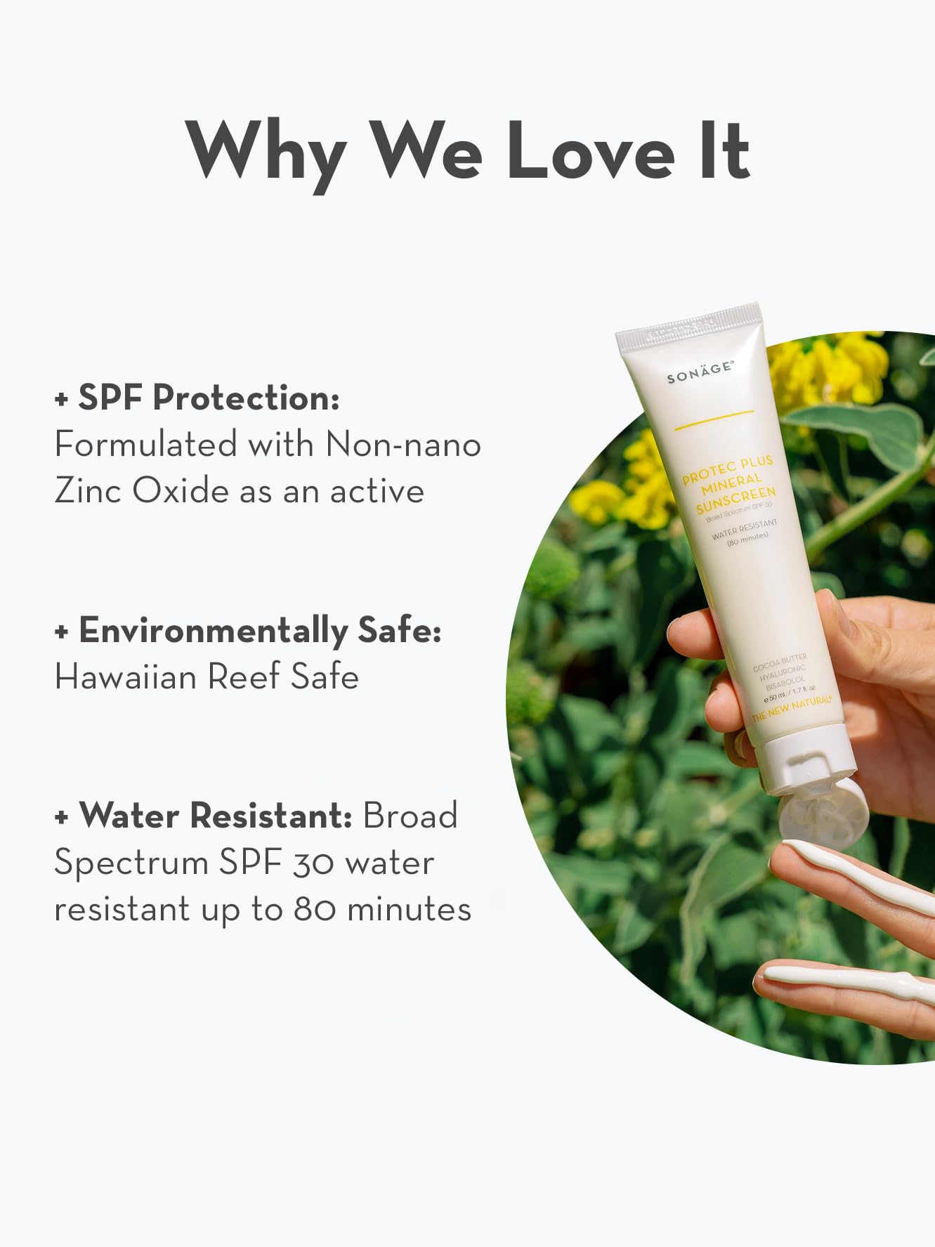 Sonage Protec Plus Mineral Sunscreen: Lightweight, Non-Greasy SPF 30 Face Sunscreen with Zinc Oxide | Natural & Reef-Safe