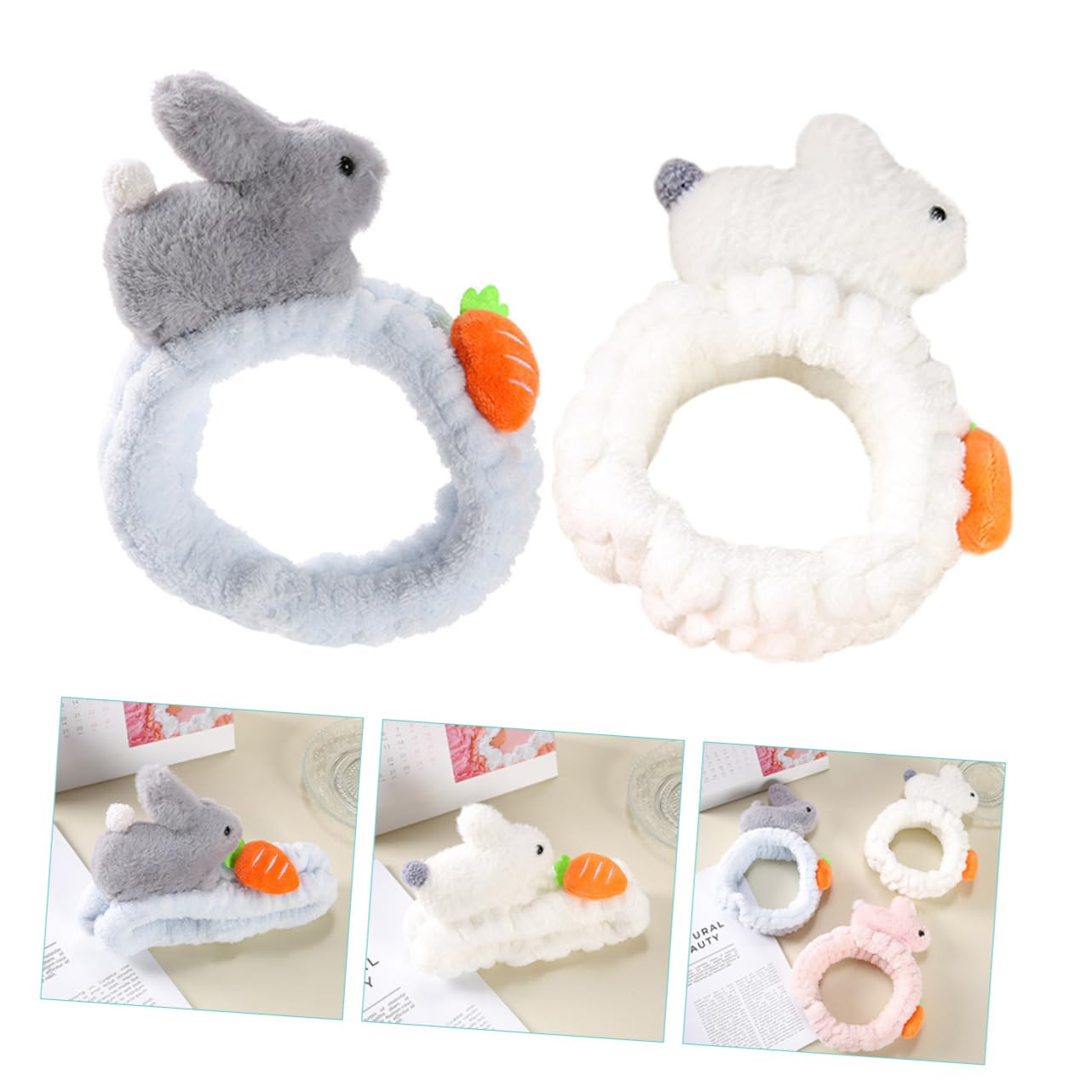 MAGICLULU 3 Set Eleganti Fasce Per Il Trucco in Peluche Fasce Per Ricci Fascia Per La Spa Per Il Lavaggio Del Viso Fascia Per in Morbida Flanella Forma Per Donne E Ragazze 2 Pezzi * 3