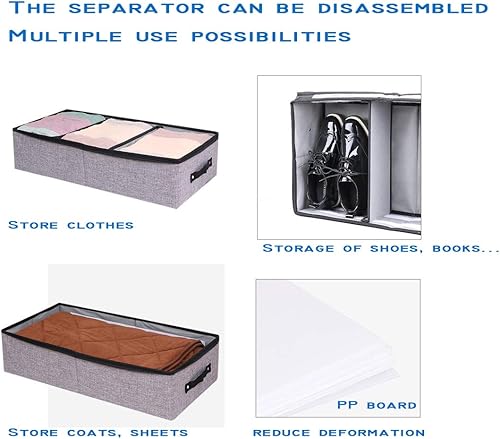 Miniatura 7 de AARAINBOW Organizador de ropa plegable debajo de la cama con tapa, contenedor de almacenamiento debajo de la cama con divisores ajustables debajo de