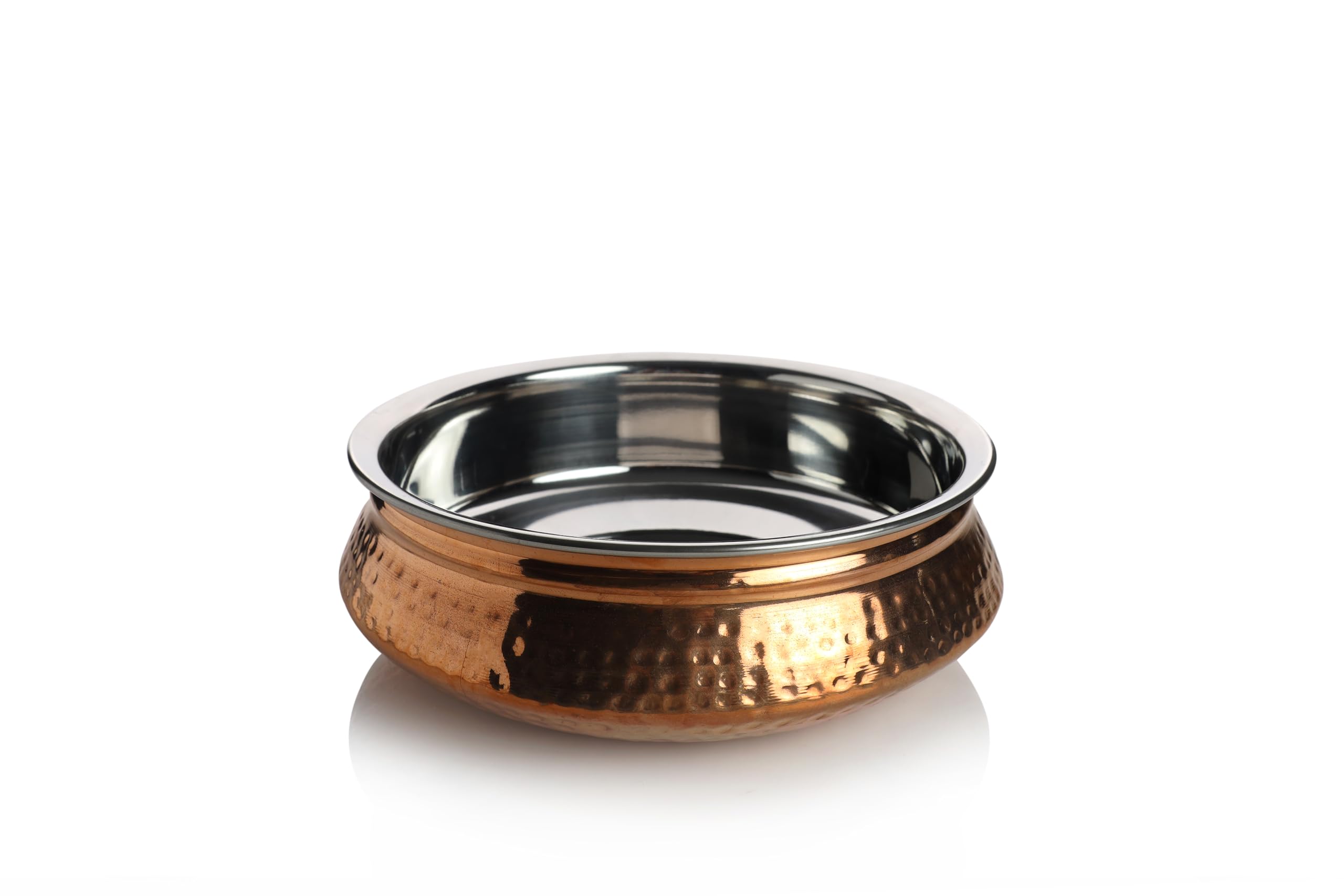 Steel Copper Hammered Handi La coppera Heavy Silver with copper base 5NO. (24cm)-1615202426