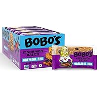 Vista 2 de Barras de avena con canela y pasas de Bobo's, sin gluten, sin OGM, avena integral, paquete de 12 Barritas de aperitivo Para llevar Hechas