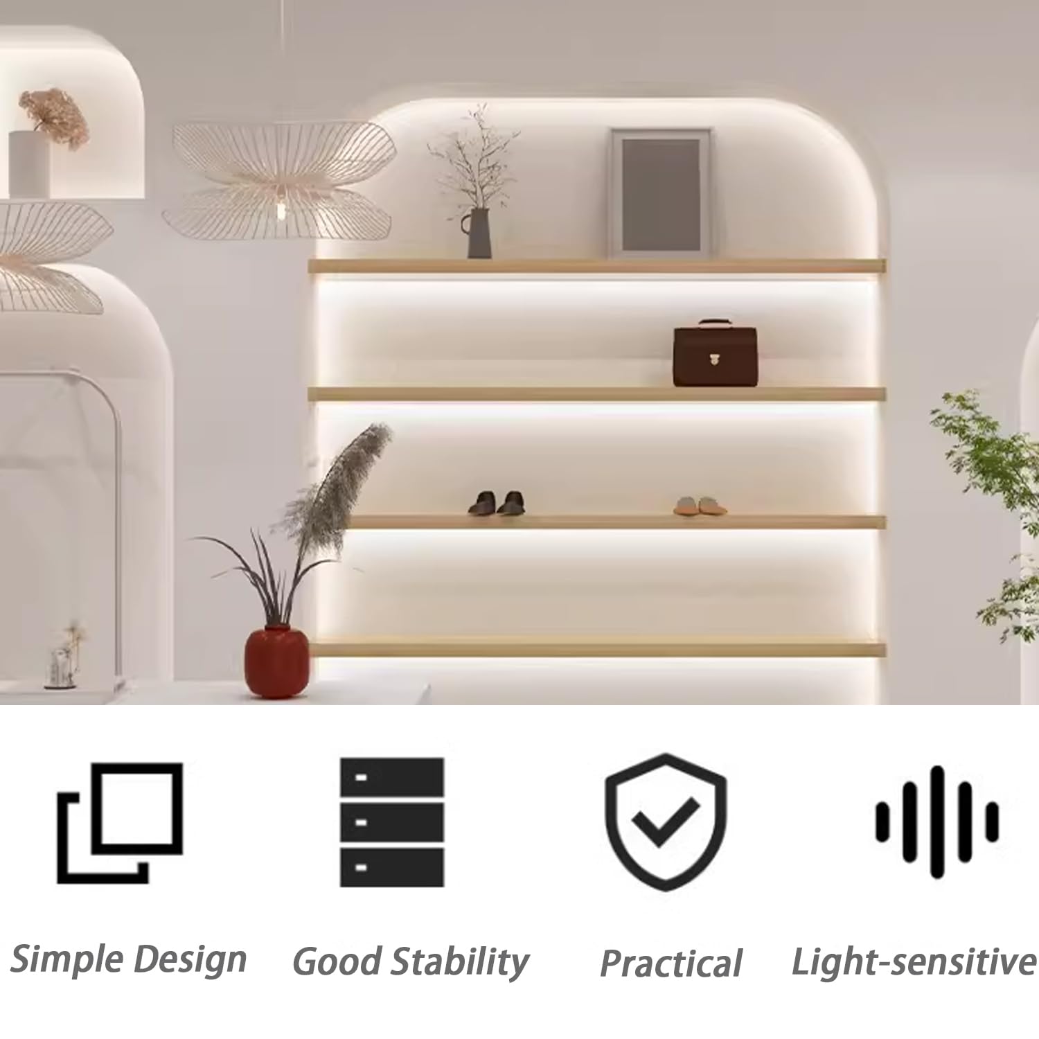 Amazon｜フローティング壁掛けディスプレイ棚、内蔵照明付きLEDライト