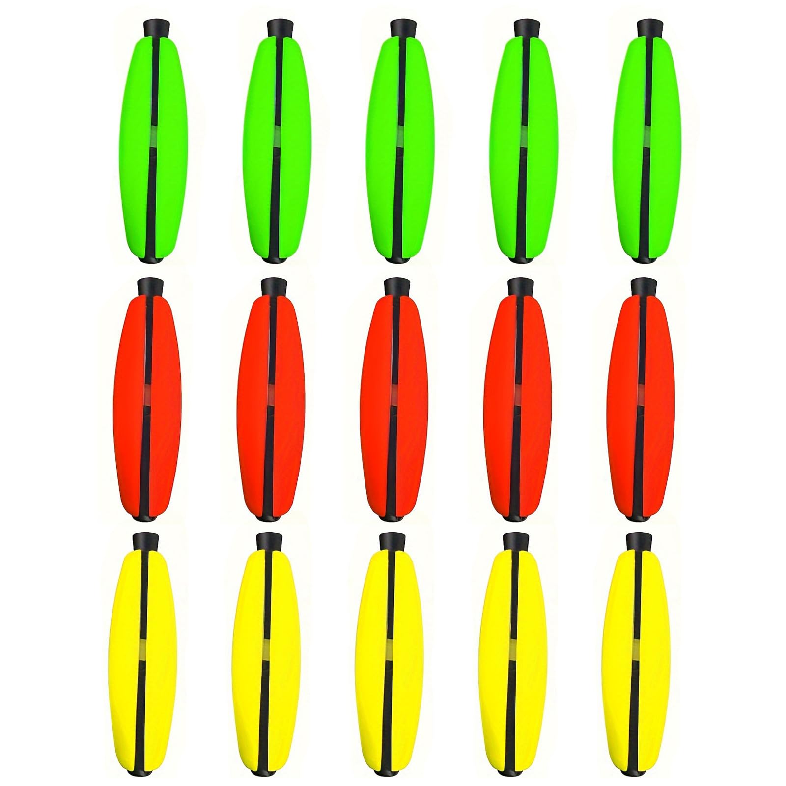 COOLHOOD 15pcs Float Fishing Tackle Peg Float Fishing Foam Bobbers Fishing Corks Slip Bobbers 1.5/2/2.5/3in