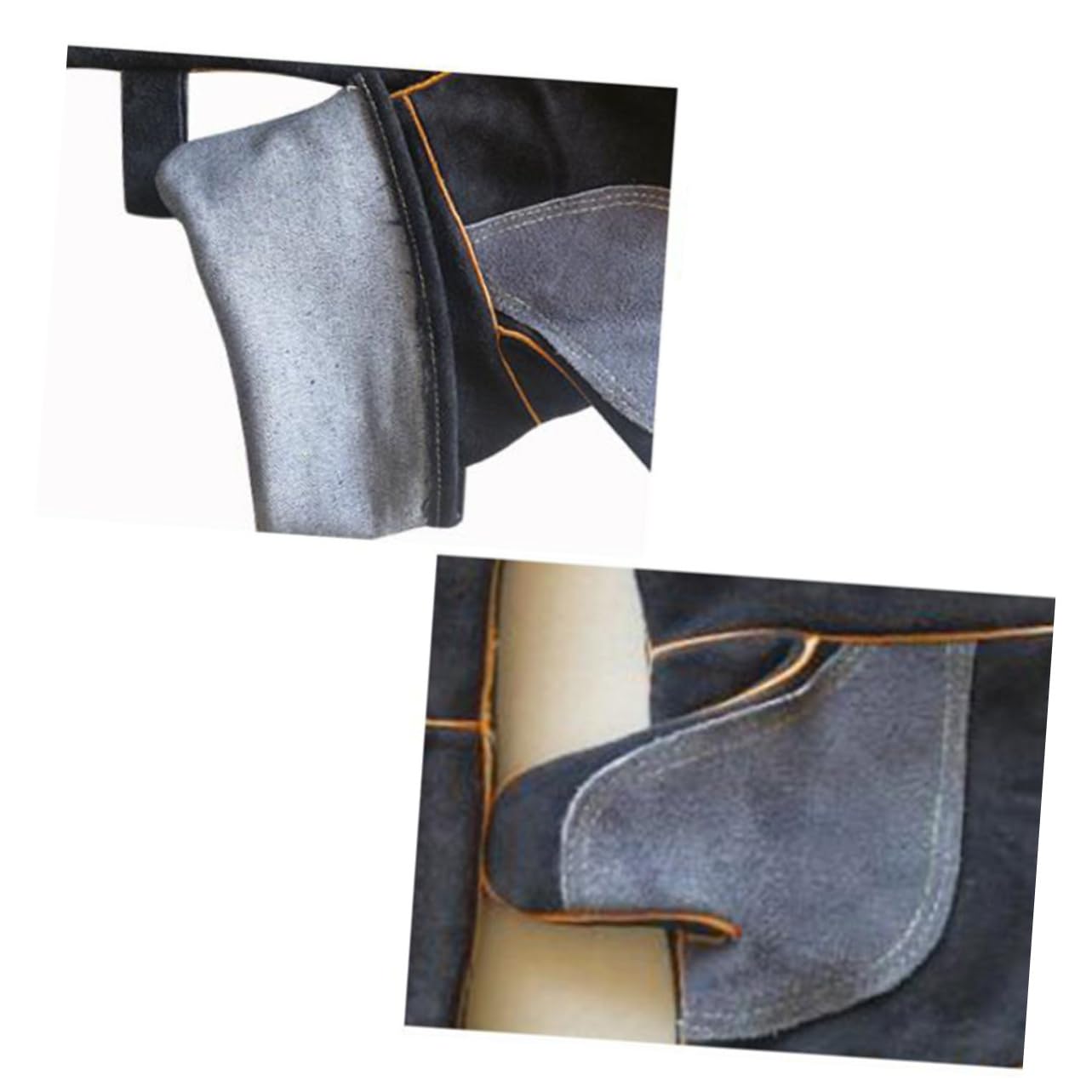 STOBAZA 1Pair Cowhide Heat Resistant Oven Mitts Kitchen Grilling Gloves Non Slip Design for Cooking Baking Barbecue Fit Black Mitts for Home Restaurant Use