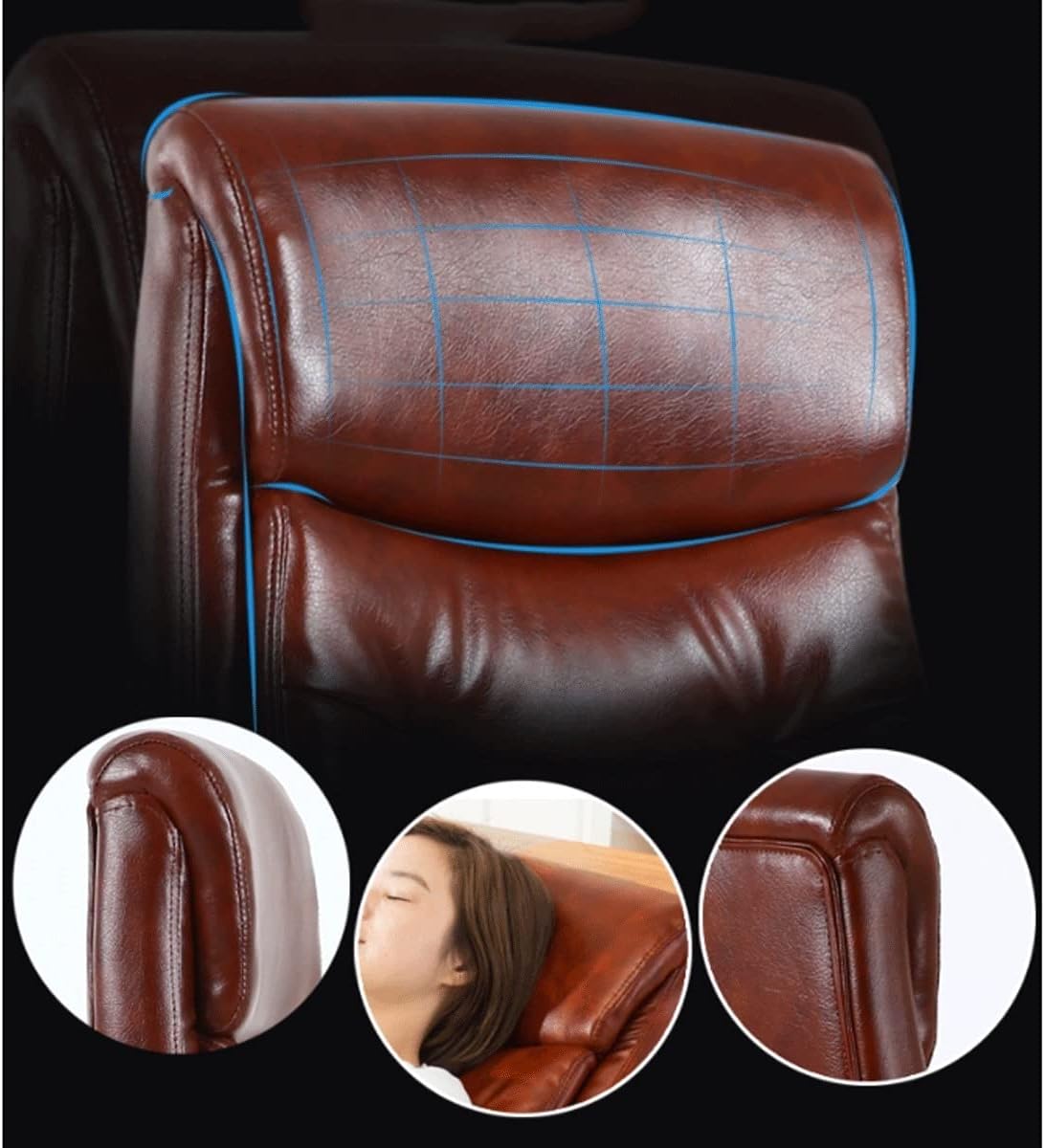 Computer Gaming Chair Home Office Chairs Cowhide Desk Chair Ergonomic Video Game Chairs Reclining Boss Chair with Footstool Black (Color : Black) (Brown)