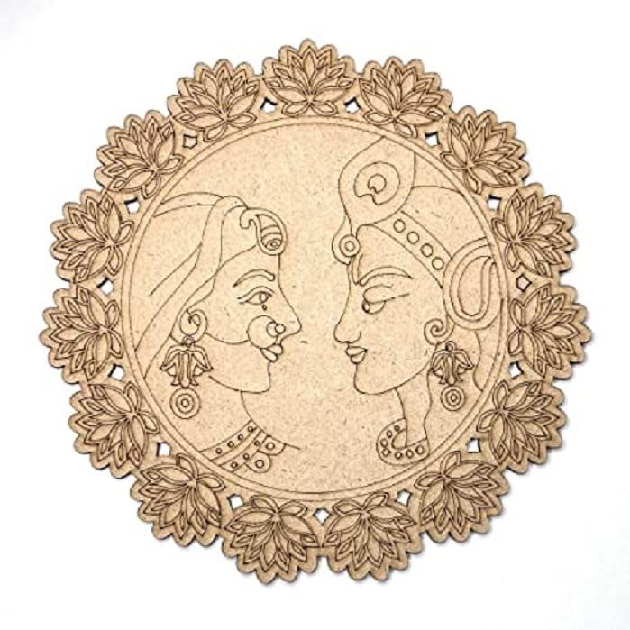 ADIKALA Radha Krishna MDF Engraved Design Wall Plate Base with Frame Cutout for DIY Craft 8.Inch (B0BT82W6VN) Amazon Price History, Amazon Price Tracker