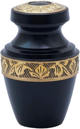 Miniatura 2 de Home Elm Grecian - Urna de recuerdo negra  Urnas de recuerdo hechas a mano para cenizas humanas, urnas funerarias para hombres y mujeres para