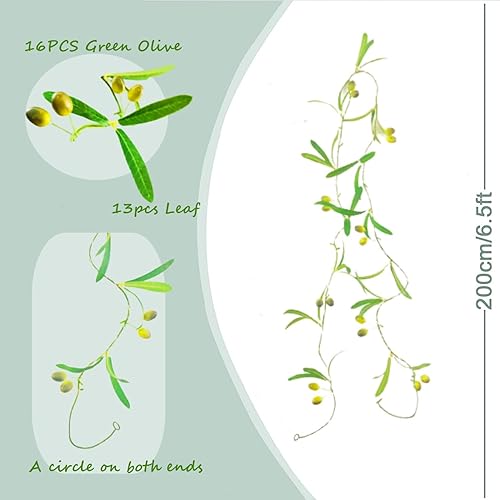 Miniatura 7 de Guirnalda de hojas de olivo artificiales con hojas colgantes de hiedra de olivo, enredaderas, ramas de olivo, guirnalda de vegetación para boda,