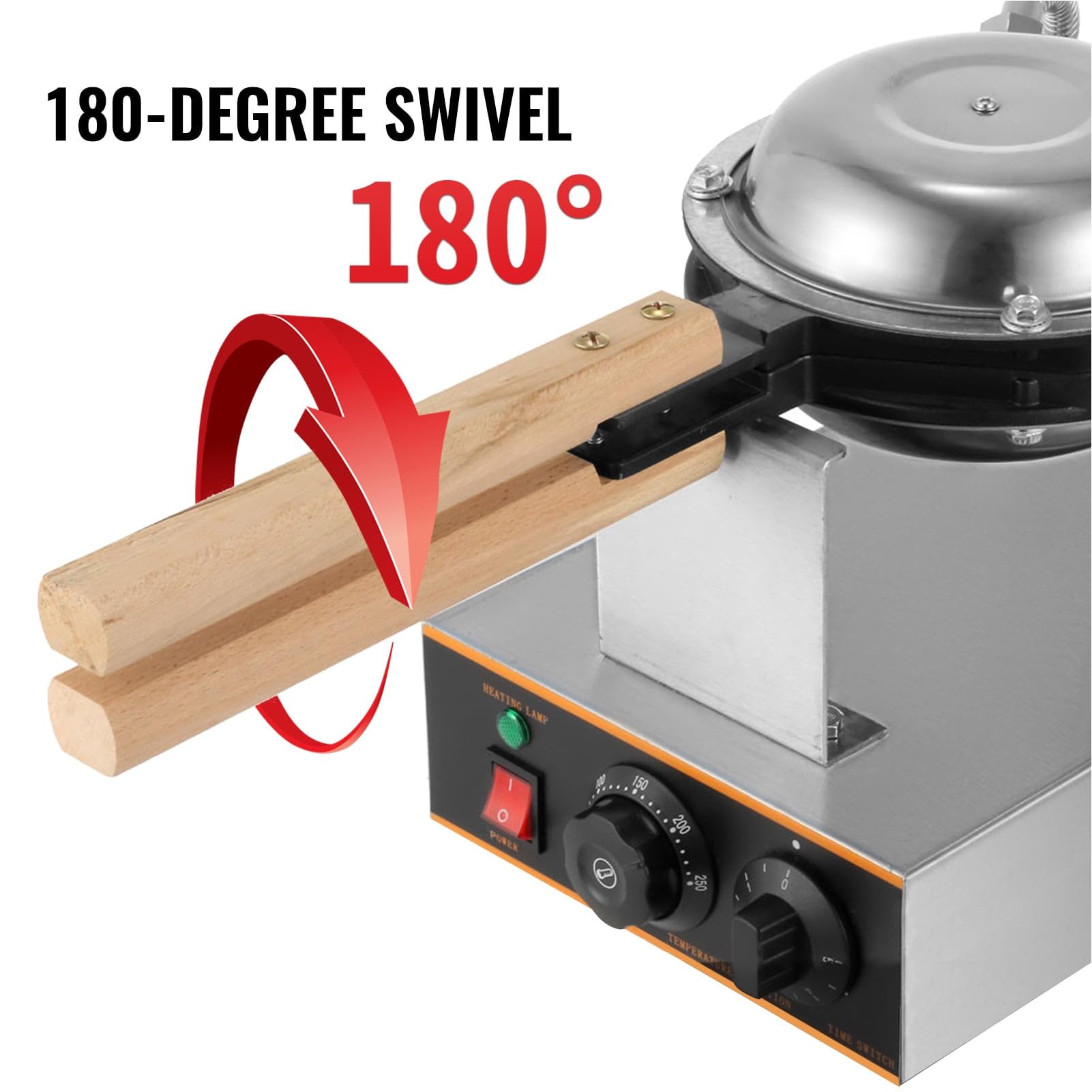 Gofrera Tipo Bubble Máquina de Waffles,Bubble Waffle Maker de Estilo de Hong Kong por Ambos Lados y rotación de 180° Antiadherente para Uso doméstico o Comercial,Single Head