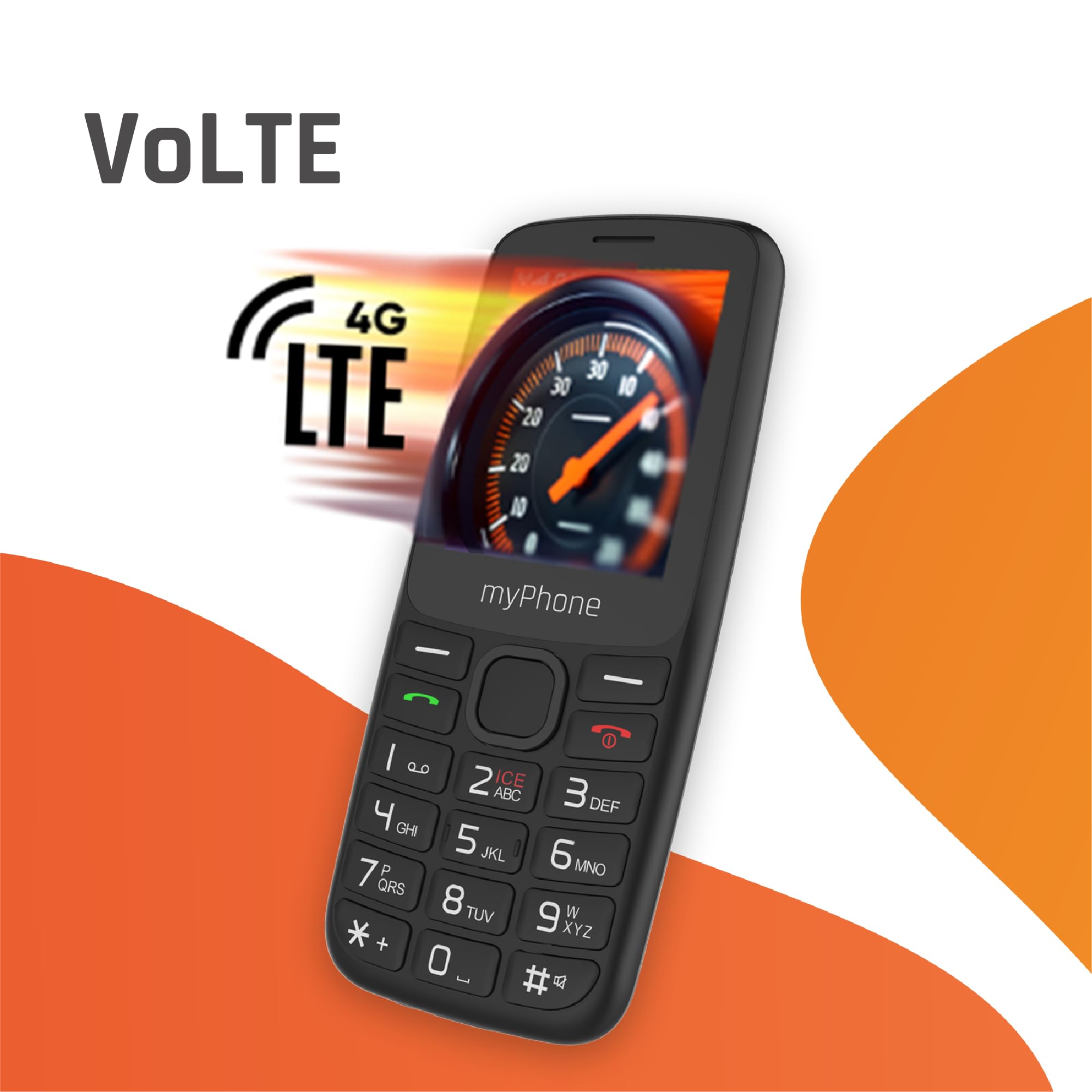 myPhone 6410 LTE, telefono cellulare 4G con display da 2,4" ampio e leggibile, grandi tasti, Dual SIM, radio FM, torcia, batteria a lunga durata