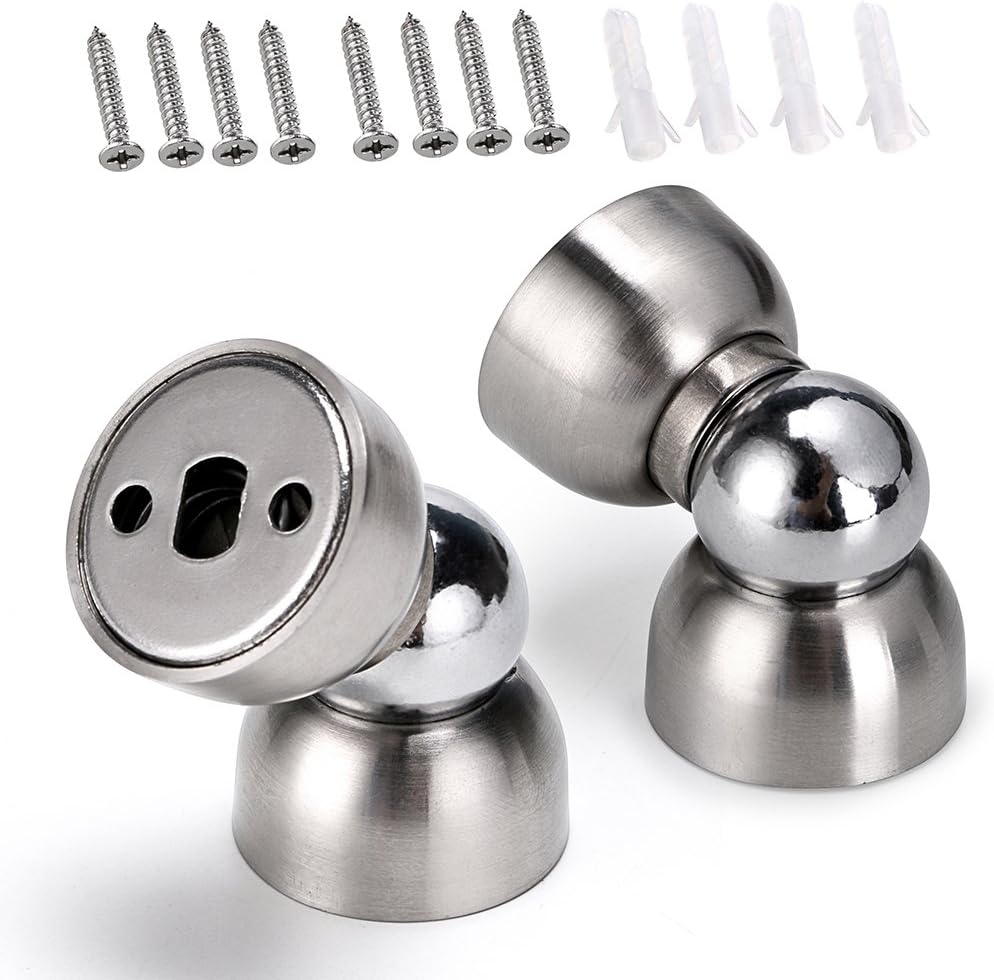 IGNPION Set of Door Holder Mini Magnetic Door Stoppers Wall Mount Metal Door Stop