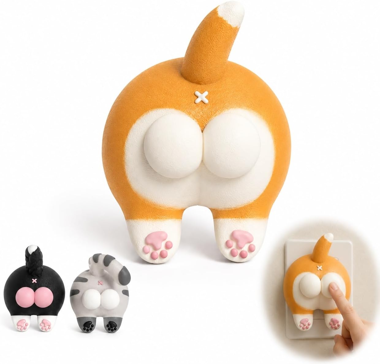 Funny Cat Butt Light Switch Cover, 3D Double Rocker Decor Wall Plate