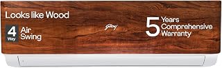 Godrej 1.5 Ton 3 Star, 5 Years Comprehensive Warranty, AI powered, 5-In-1 Convertible Cooling, 4 Way Air Swing, Wood Finish, Inverter Split AC (Copper, AC 1.5T SIC 18VTC3 WYB TK, Teak Wood)