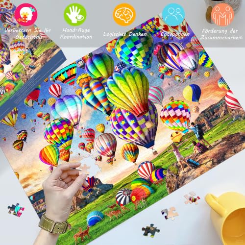 HUADADA Puzzle 1000 Teile Erwachsene-Bunter Heißluftballon – Ansicht 2
