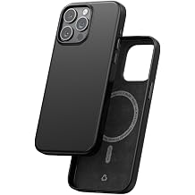 FLOLAB TerraTact حالة مغناطيسية لجهاز iPhone 15 Pro Max Leather Case أسود متين متين تصميم نحيف متين ، جلد NAPA ، ألياف دقيقة داخلية ، أزرار ألمنيوم - منتصف الليل أسود