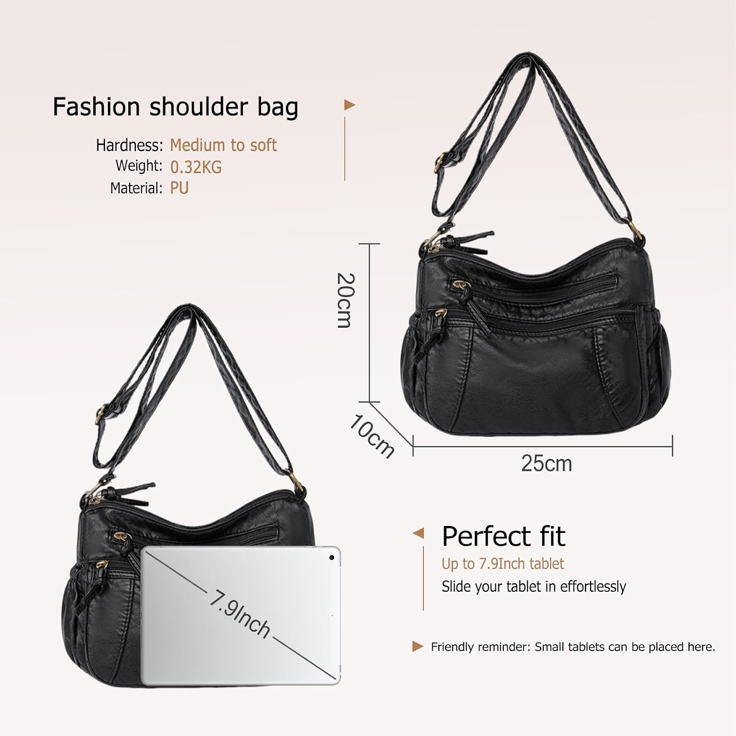 CORIOS Retro Crossbody Bag for Women PU Leather Shoulder Messenger Bag Tote Handbag with Multi-Pocket Satchel Hobo Purse