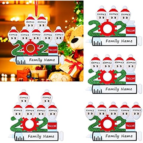 Personalized Christmas Ornaments 2021 Family of 1, 2, 3, 4, 5, 6, 7 Custom Snowman Family Xmas Name Ornament Customized Holiday Home Tree Decor Cover