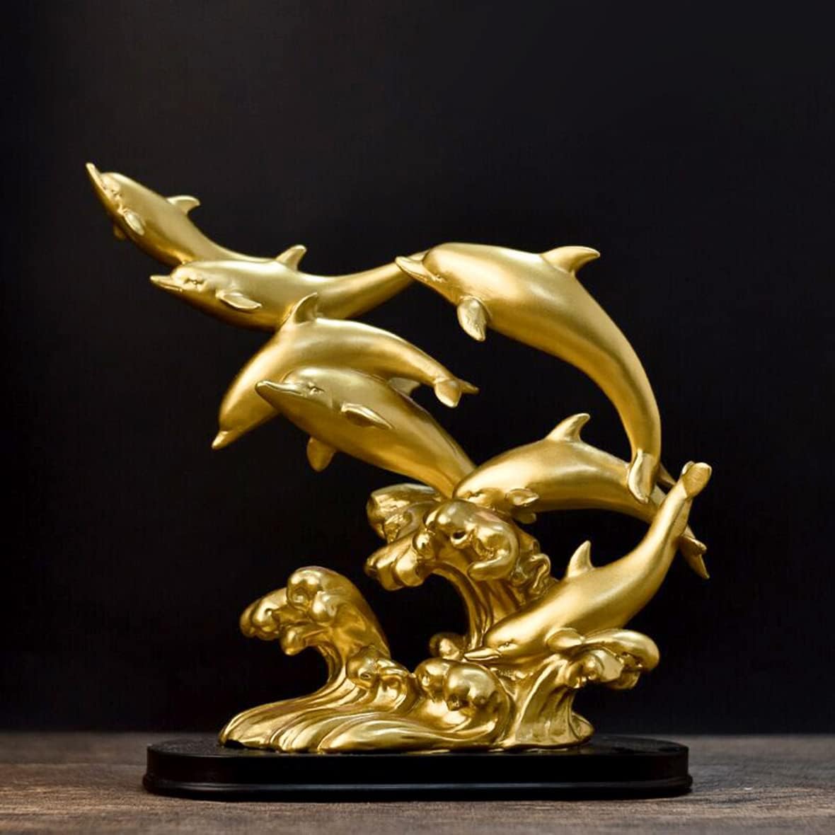 Gold Dolphin Statue Sculpture Frgurine Gift for Home Office Living Room Desktop Display Decorative Decoration