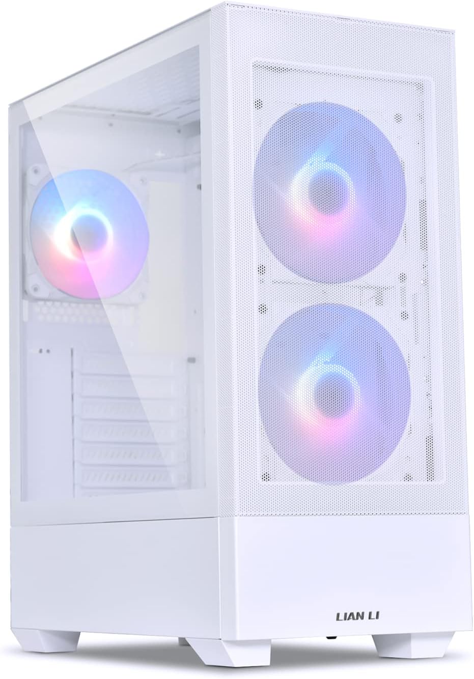 High Airflow Mid-Tower ATX PC Case with RGB Fans, Tempered Glass Side Panel, USB-C Port (LANCOOL 205 MESH C, White)