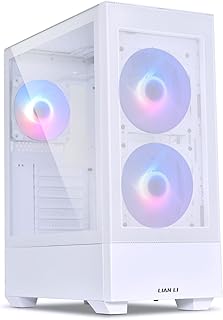 LIAN LI High Airflow ATX PC Case, RGB Gaming Computer Case, Mesh Front Panel Mid-Tower Chassis w/ 3 ARGB PWM Fans Pre-Installed, USB Type-C Port, Tempered Glass Side Panel (LANCOOL 205 MESH C, White)