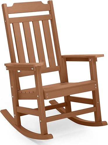 Mecedora, resistente a todo tipo de clima, madera de polietileno para porche, mecedora para exteriores, interiores, patio, terraza, jardín, patio