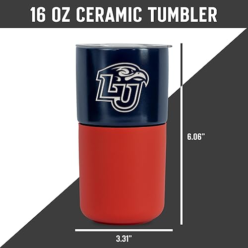 Miniatura 200 de Rico Industries NCAA Miami of Ohio Redhawks - Vaso de cerámica de 16 onzas con agarre de silicona, grabado láser profundo, diseño de color negro
