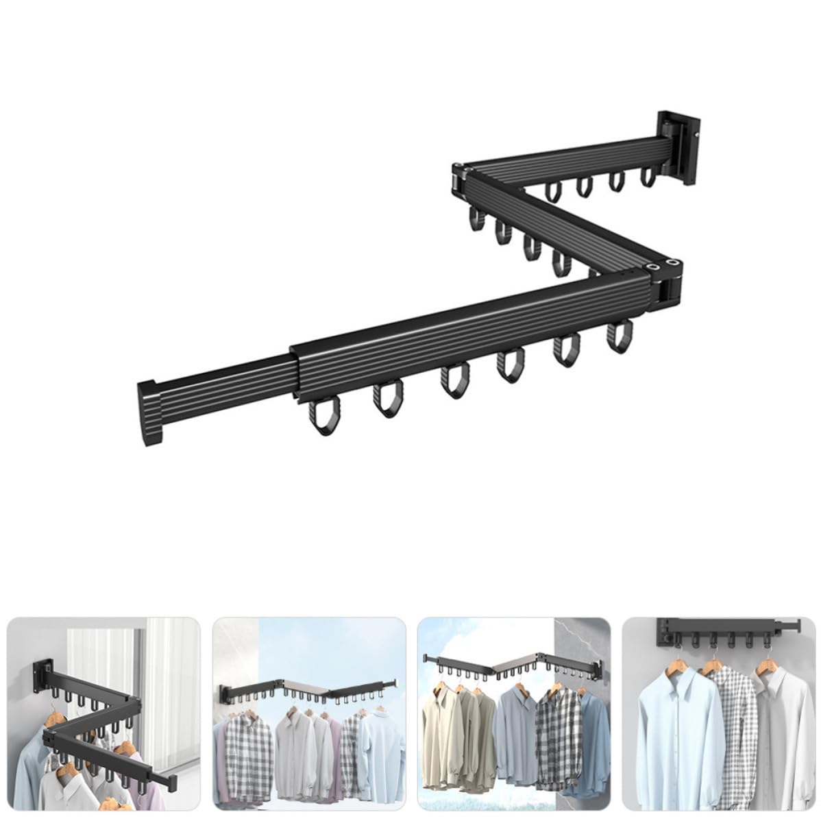 Wandmontierter Wäscheständer aus Zinklegierung Zusammenklappbar und Stabil Faltbares Design für Badezimmer und Wohnzimmer Platzsparender Wäschetrockner