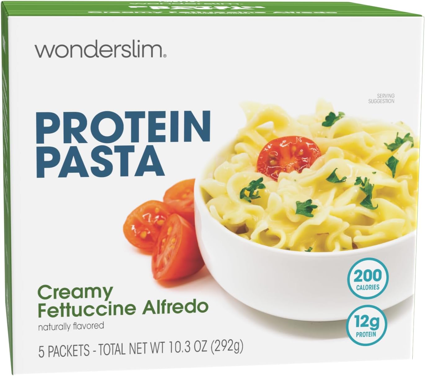 WonderSlim Protein Pasta, Creamy Fettuccini Alfredo, 12g Protein, 200 Calories (5ct)