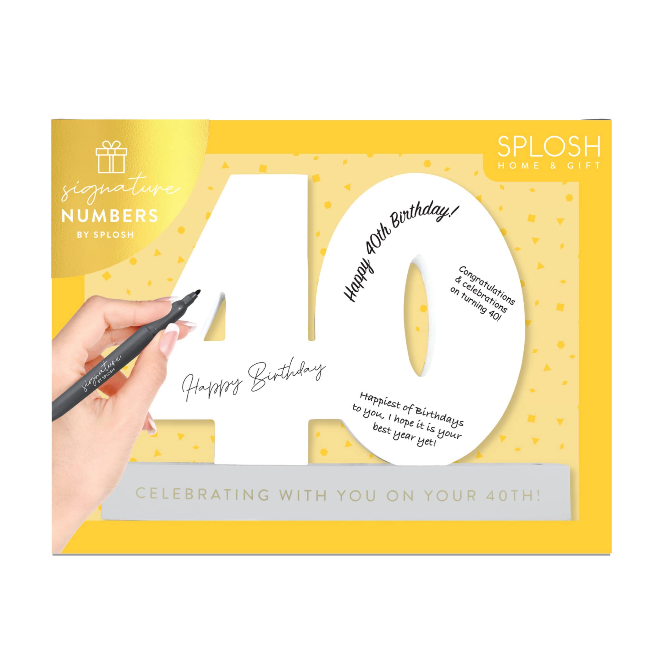 Splosh 40 Signature Numbers with a Stand to Hold The Number and Pen. Write Heartfelt or Funny Messages & Create Memories of The Special Day. 40th birthday decoration and 40th birthday gifts for women