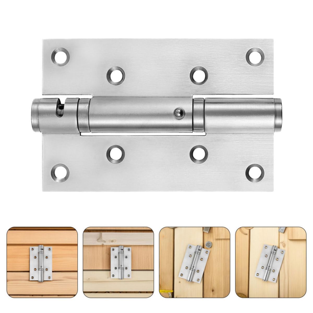 Healifty Bisagra de puerta automática oculta de acero inoxidable con resorte, 4 piezas con tornillos, para dormitorio y estudio, función de cierre silencioso