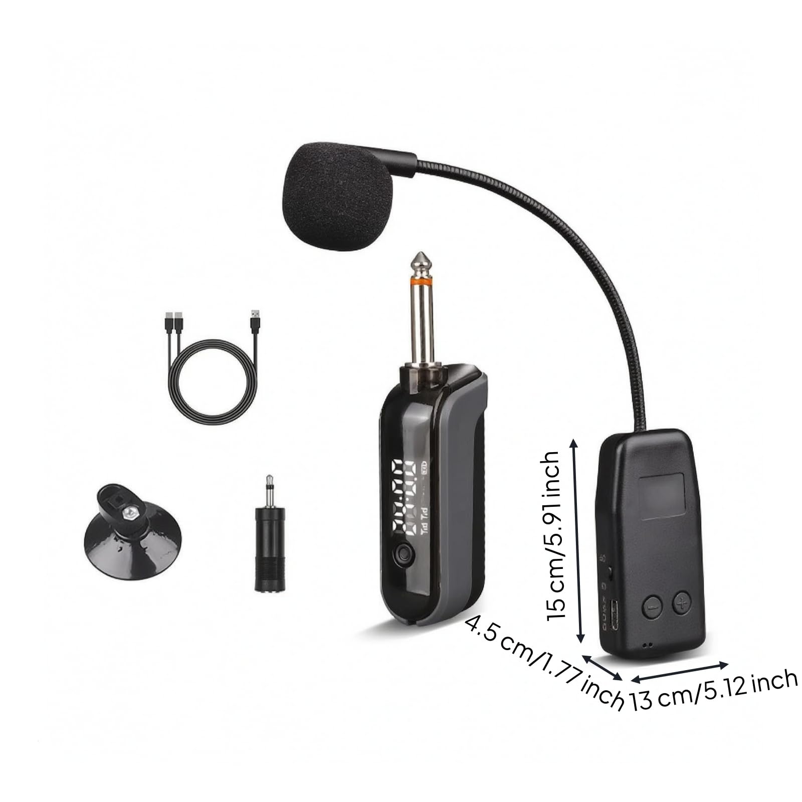 Praktisches Saugnapf Mikrofon für Saitenklang mit USB Ladekabel Und Adapterstecker für Mobile Aufnahmegeräte