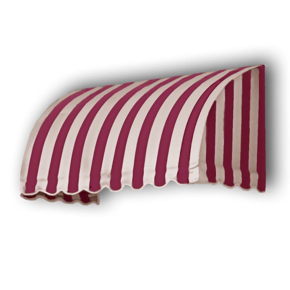 10.38 FT. Savannah Fixed Awning 124.5 in. W X 44 in. H X 36 in. D Acrylic Fabric in Burgundy/TAN Stripe by Awntech – Model SV33-10BT
