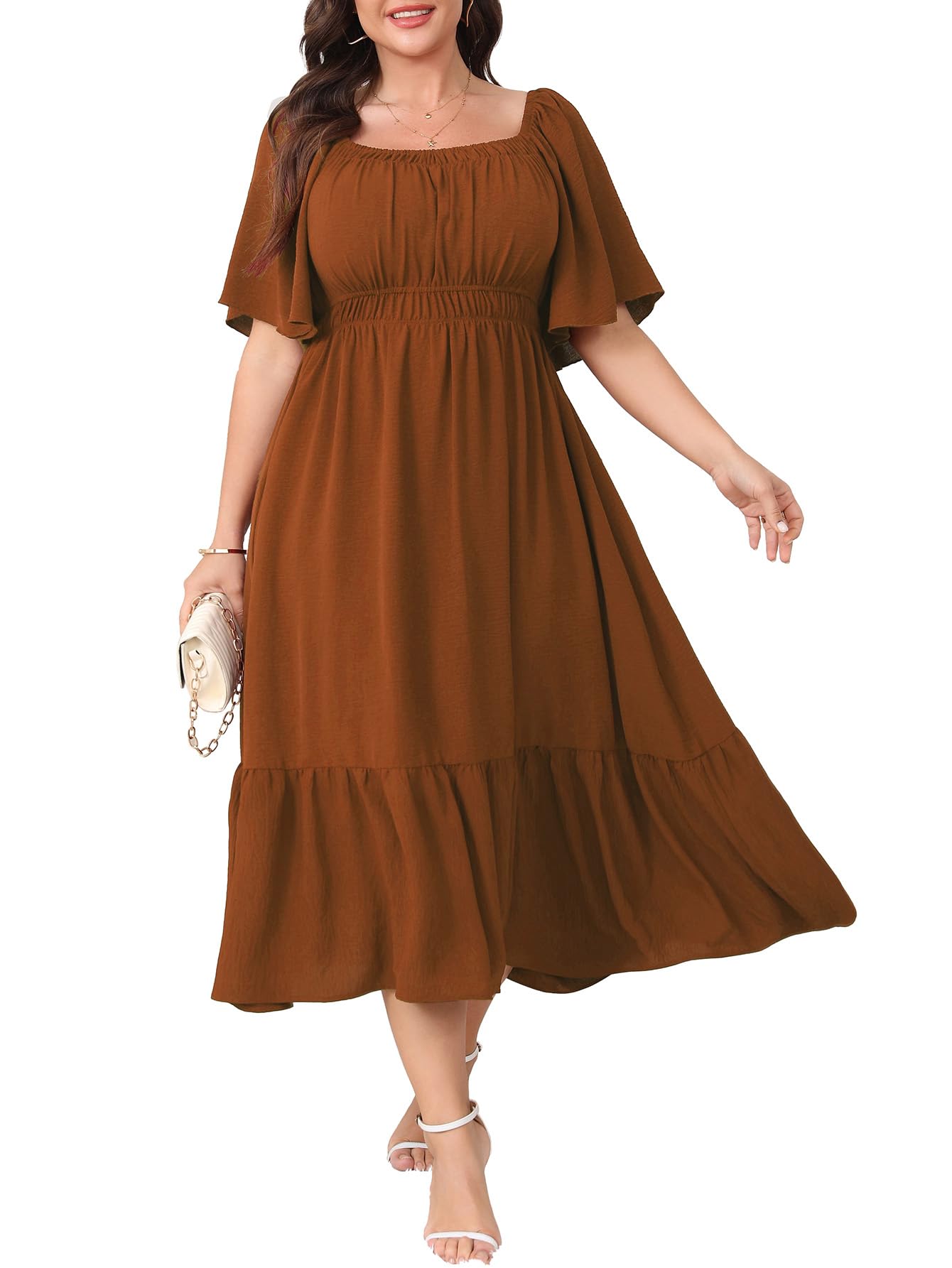 CICIDUDU Plus Size Smocked Casual Summer Maxi Dresses for Curvy Women