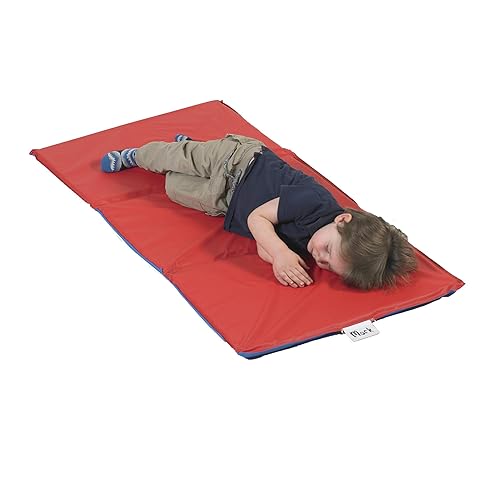 Miniatura 3 de Children's Factory, CF400-502RB, Angels Rest - Tapete para siesta de 3 secciones de 1 pulgada, color rojo y azul, tapete para dormir en el aula de