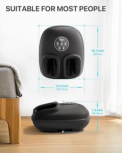 Miniatura 9 de ALLJOY Masajeador de pies con calor, rodamiento, compresión y temporizador, masajeador shiatsu de amasamiento profundo, masajeador eléctrico de pies